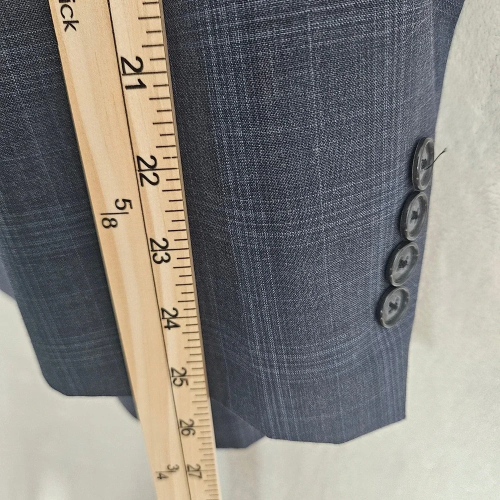 Coogi Luxe Mens 3 Piece Suit 52R Blue Glen Plaid Wool Blend Blazer Vest Pants